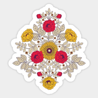 Modern Floral In Red, Yellow, Blue & White Sticker